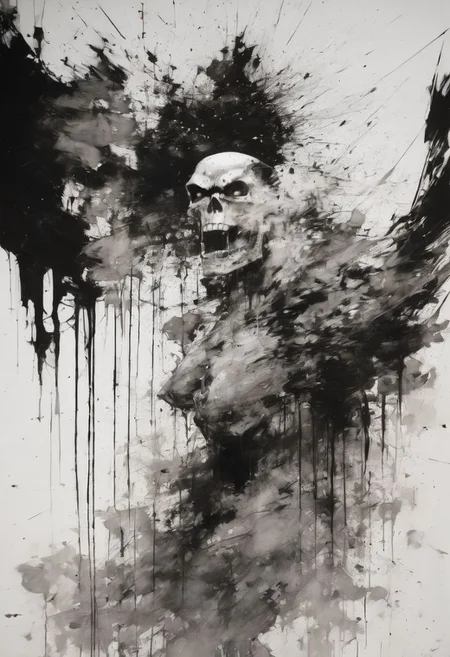 Maniacal Skeletor, beautiful epic Film Noir, epic black and white SHADOWS, by Andre Kohn , Carne Griffiths , Guido Crepax and Milo Manara, a masterpiece, 32k resolution, molecular precision."
Weight:1