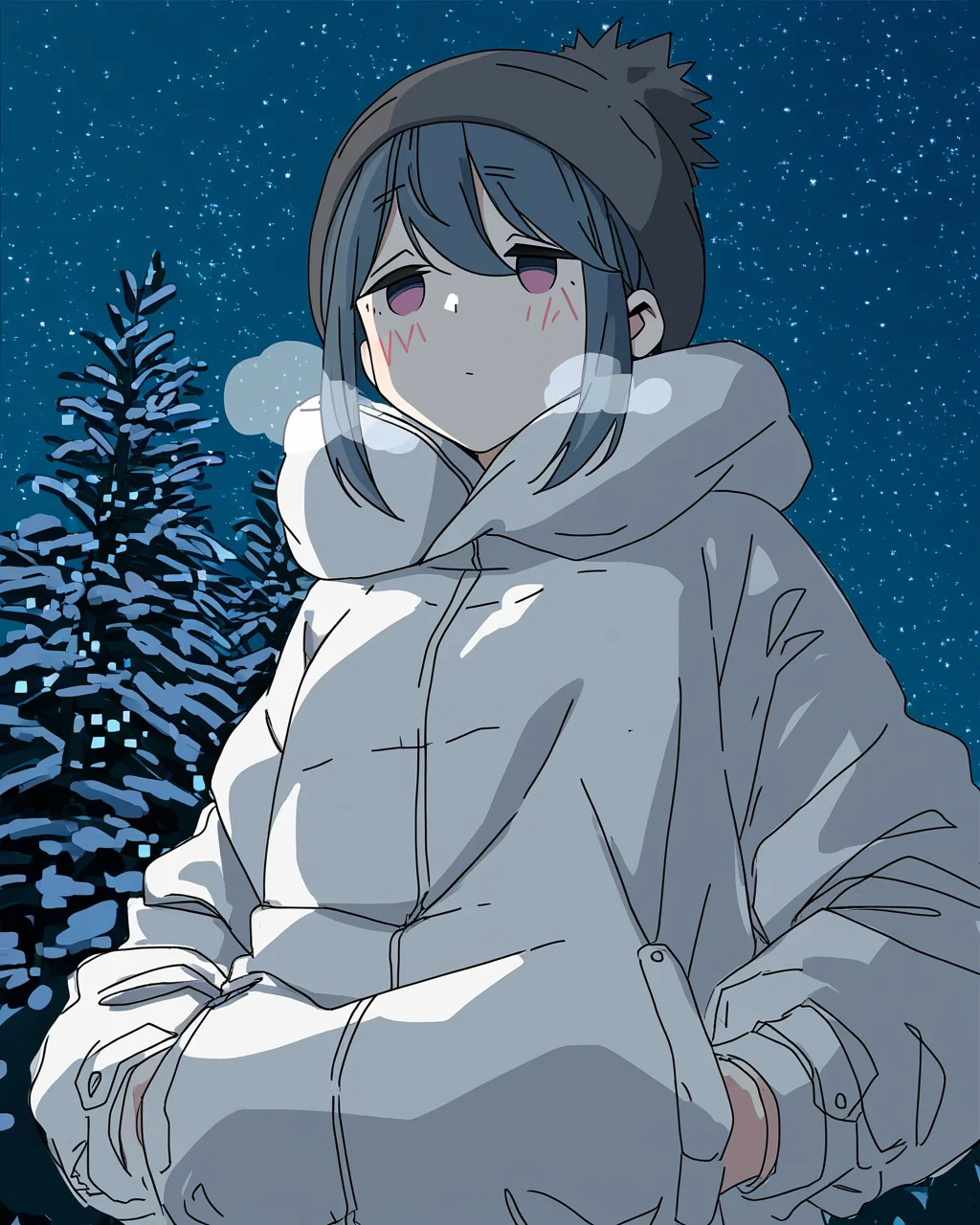 best quality, very aesthetic, very awa, outdoors, winter, night, trees, stars, yurucamp, official art, sketch, BREAK
1girl, solo, shima_rin, parka, hat, upper body, from below, blush, heavy breathing, white sclera, hands in pockets, half-closed eyes,
BREAK
<lora:prasetyoadii22:0.8>