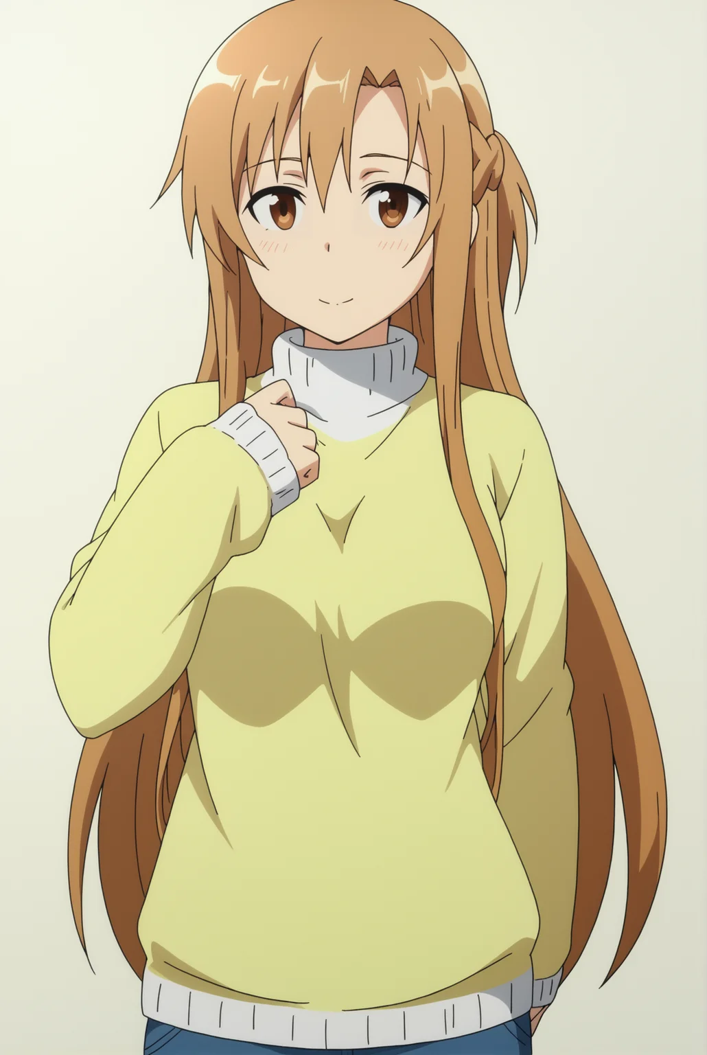 <lora:AsunaV2:0.8>, white background, Asuna, 1girl, sweater,