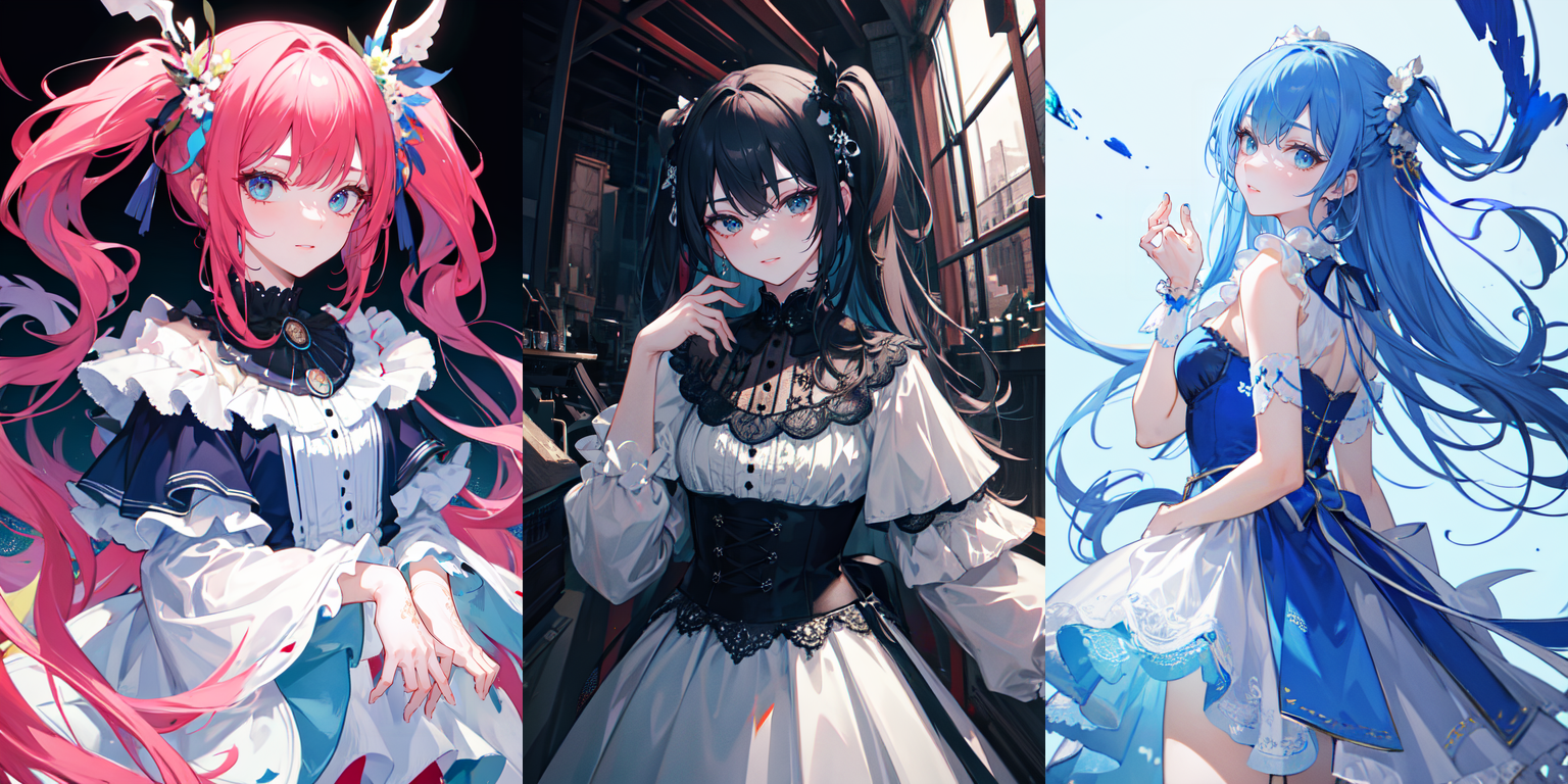 highly insanely detailed, masterpiece, top quality, best quality, highres, 4k, 8k, RAW photo, (very aesthetic, beautiful and aesthetic), two side up, 
__lazy-wildcards/dataset/background-color__, 
<lora:two_side_up-1.0:0>âââ