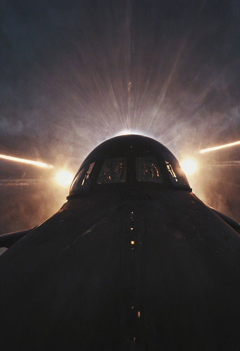 Create a vivid description capturing the essence of a close-up photograph inside the cockpit of a sleek, matte-black futuristic jet in flight. Highlight the discernible details: the pilot, confidently and mischievously smiling, with focused eyes locked onto the target. Convey a sense of high-speed motion, surrounded by billowing neon-pastel clouds, encapsulating the exhilarating and dynamic atmosphere within the cutting-edge aircraft.
 very detailed, atmospheric haze, Film grain, cinematic film still, shallow depth of field, highly detailed, high budget, cinemascope, moody, epic, OverallDetail, gorgeous, 2000s vintage RAW photo, photorealistic, candid camera, color graded cinematic, eye catchlights, atmospheric lighting, skin pores, imperfections, natural, shallow dof,iran