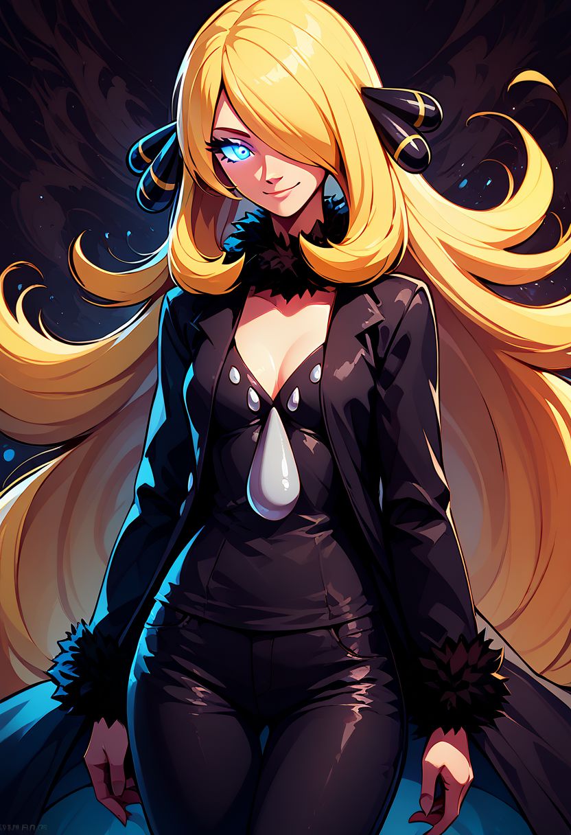 score_9, score_8_up, score_8, medium breasts, (curvy), cute, eyelashes,     
rating safe, 
BREAK,
zzCynthia, solo, 1girl,  blonde, long hair, zzCynthia, solo, 1girl,  blonde, long hair, black coat, black pants,
BREAK,
smile, looking at viewer, 
abstract nightmare fuel background, big glowing eyes in background, 
zPDXL, Expressiveh