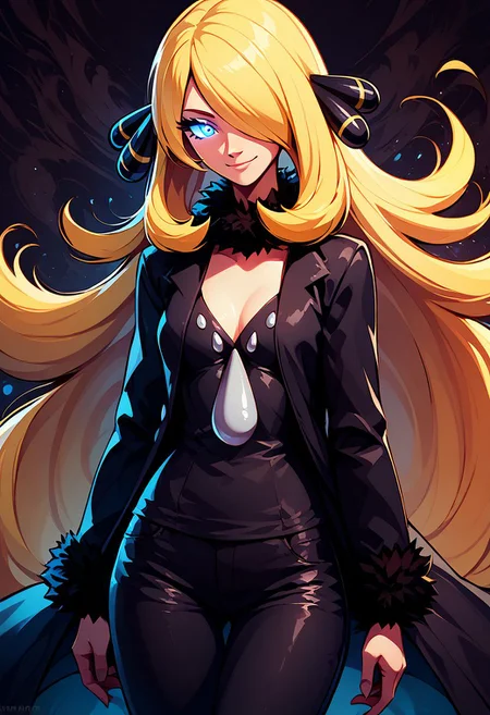 score_9, score_8_up, score_8, medium breasts, (curvy), cute, eyelashes,
rating safe,
BREAK,
zzCynthia, solo, 1girl, blonde, long hair, zzCynthia, solo, 1girl, blonde, long hair, black coat, black pants,
BREAK,
smile, looking at viewer,
abstract nightmare fuel background, big glowing eyes in background,
zPDXL, Expressiveh