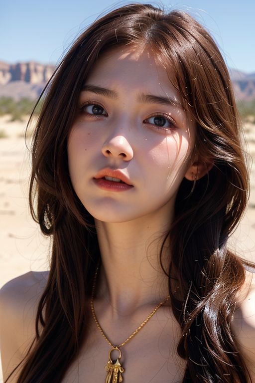 1 girl, sadness, helpless, melting, crying, Ethereal goddess gracefully soaring, neck and arms chained on a rock, prisoned, red and golden hairs, dramatically melting under intense sunlight, tear drops on face, wet, burning hairs, messy long hairs, burning clothes, in a surreal heavenly realm. Influenced by Baroque and surrealist styles, takato yamamoto, rendered in a highly detailed digital painting, NSFW, looking at viewer, desert, <lora:TWbabe3:0.4>