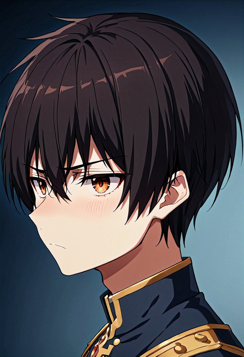 high resolution, solo, best quality, 1Boy, Seiya Kanie, Black Hair, Short Hair, Thin, Brown Eyes, Guilt, lowered head, shifty eyes, remorse,