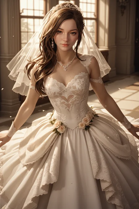 score_9, score_8_up, score_7_up,
<lora:REVMia:0.8>
REVMia, 1girl, brown hair, brown eyes, long hair, looking at viewer, wearing wedding dress, dynamic pose