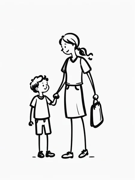 illustration, simple line art, (white background:1.2), doodle, doodle line, hand draw, drawing, b&w, monochrome, <lora:SDXL_BTT_Doodle_v01:1.5>, SDXL_BTT_Doodle_v01, mother and son