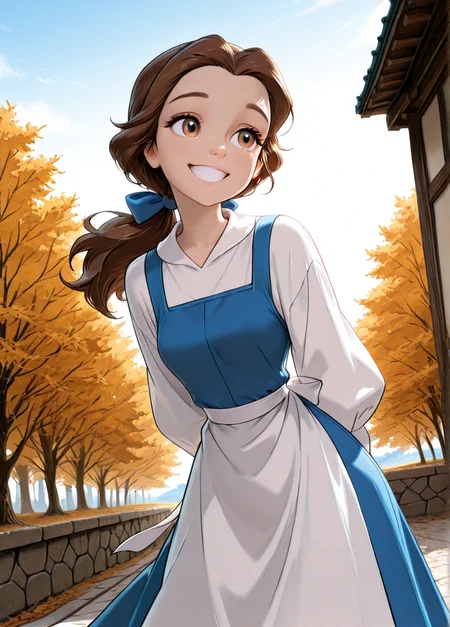 masterpiece, best quality, amazing quality, very aesthetic, absurdres, newest, 4k, 8k, dynamic angle, official style, sugimorixd, outdoors,
1girl, solo, blue dress, looking at viewer, long hair, brown hair, brown eyes, bellexd, low ponytail, white apron, long sleeves, blue hairbow,
happy,
<lora:Expression_Detailer_Illustrious_Lora:1>, ,<lora:sugimoi:1> <lora:Bella:1>