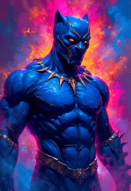 Indigo Blue T'Challa, Black Panther, Marvel Comics, Vibrant Glow