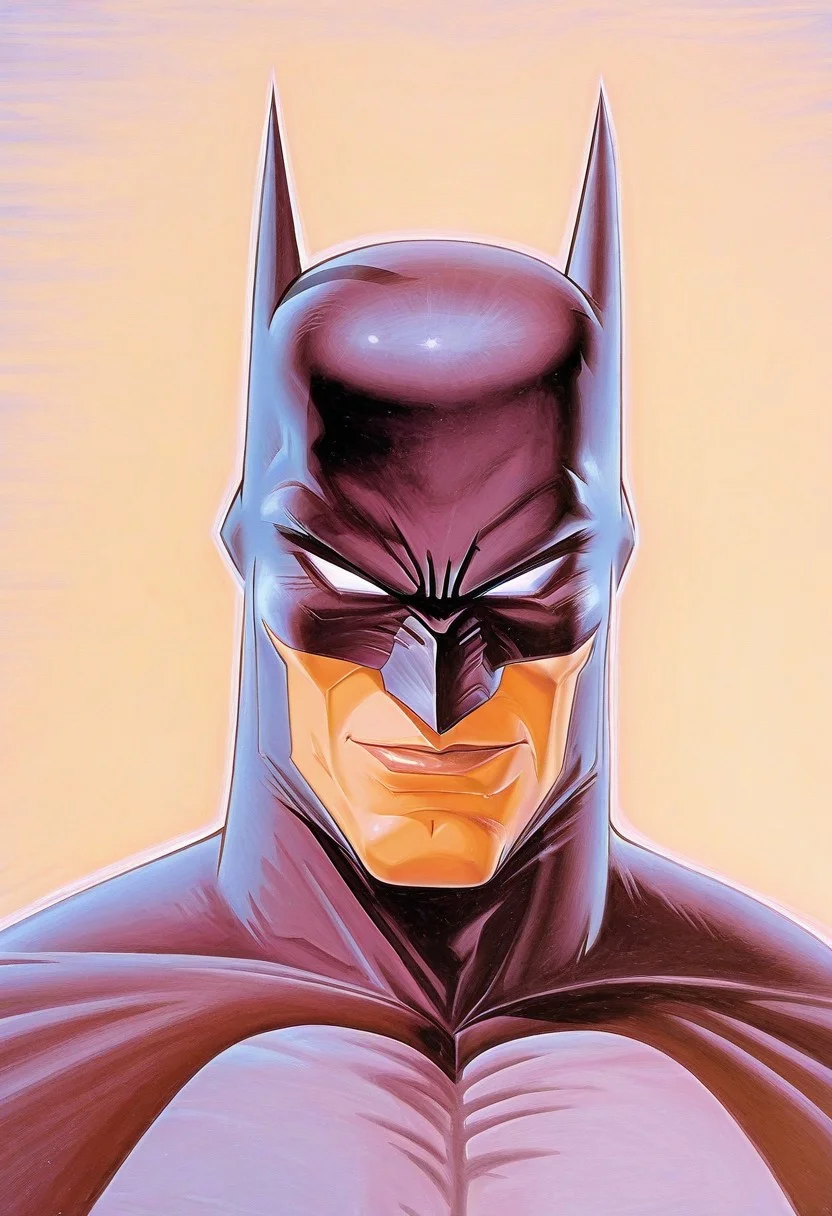 retro game art, traditional media, detailed texture, marker \(medium\), rating_explicit, masterpiece, absurdres, high quality, detailed skin, detailed character design, ultra-high resolution, perfectly composed, clear, breathtaking attention to detail, highres, ultra detail, solo,
BREAK
(batman), 1boy, solo, male, adult, male focus, 1boy, white sclera without pupils, detailed face, cheekbones, mask with black pointy ears, black cape
BREAK
gray shirt,