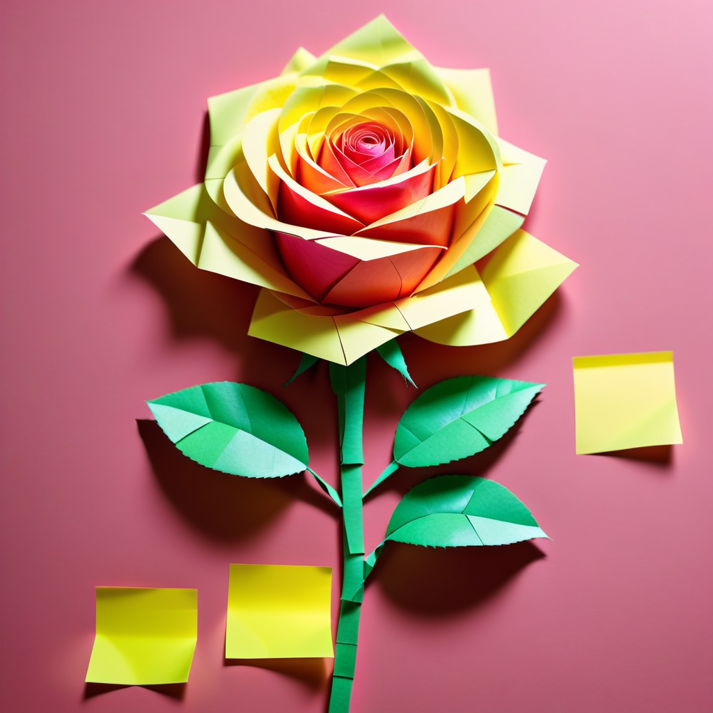 a rose made out of Jed-StickyN  <lora:StickyNotesStyle-000007:0.7>