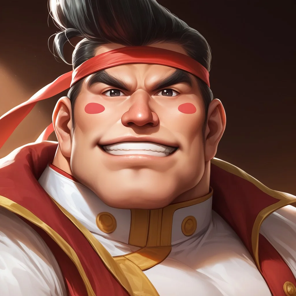 source_furry, source_explicit, source_anime, detailed background, (score_9, score_8_up, score_7_up), rating_explicit, zoroj, masterpiece, best quality, high quality, ultra detailed, highly detailed, high detail, artistic lighting, (highly detailed face, (perfect face, perfect eyes)), depth of field, perfect soft lighting, best shadows, perfect reflections, volumetric, detailed image, high resolution, defined faces, sharp definition,
solo, 1boy, male focus, Gong Strong, black eyes, black hair, pompadour, blush stickers, red nose, red headband,
jptradhut, indoors, dynamic poses, various poses, looking at viewer, smile, grin, medium shot,