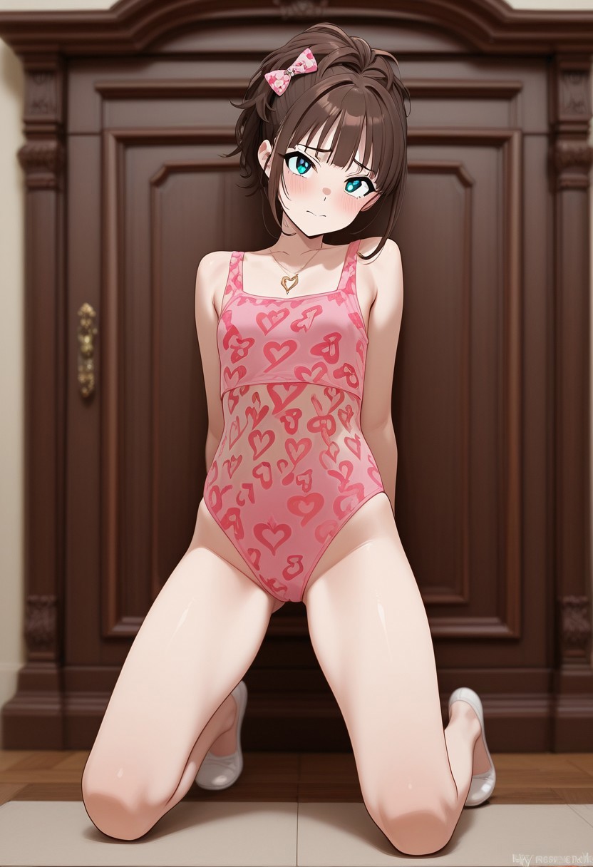 solo, Heart stamped leotard, full body, looking at viewer
