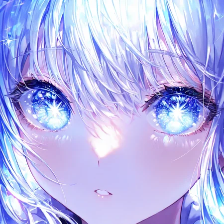 1girl,solo,bangs,eye focus,face,close-up,sparkle,looking at viewer,glowing,eyelashes,white hair,masterpiece, best quality, very aesthetic, absurdres,   <lora:Jeweled eyes-NAI:1>