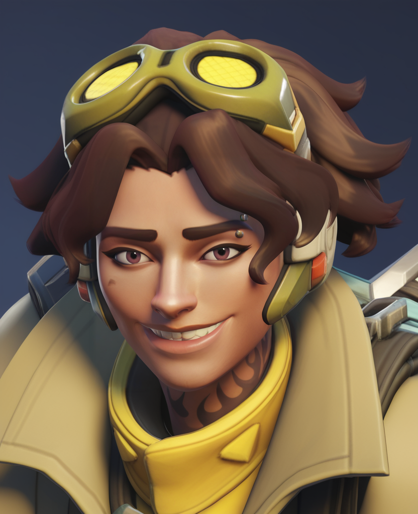 score_9,score_8_up,score_7_up,score_6_up, 3d, realistic,  <lora:Venture_Final:0.7>, venchurro1, eyebrow piercing, neck tattoo, wavy hair, short hair, brown hair, brown hair, chipped tooth,  goggles on head, headphones, shirt, jacket, shirt, pants, belt, carabiner, fingerless gloves, open jacket, looking at viewer, smile, portrait, close up