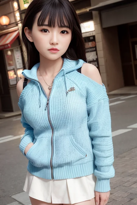 (skin blemish:1.2), (skindentation), black eye, 1woman, 25yo, (((woman))), solo, realistic,  best quality, photorealistic, masterpiece, 8k, high res, solo, extremely detailed face,  (professional lighting, bokeh), (light particles, lens flare, glowing particles:0.6), (dynamic pose:1.2), soft lighting, top angle view, fashionable and trendy atmosphere, japan, (street:1), tokyo, (city), ((daytime)), sky,  ((looking at the viewer:1)), (looking at the camera),(portrait:0.6), cowboy shot, gorgeous, walking, keep original facial proportion, wide shoulder, full body,  (medium breast),  (long hair), brown hair, floating hair, lips, lipstick, seductive smile, floating hair, smile, open_mouth, teeth, eye_ring, hood, (hoodie:1), sweater,  jacket,  plaid, plaid_skirt,, eyelashes, mole, (mole under eye:1),   <lora:NaganoS:0.7>