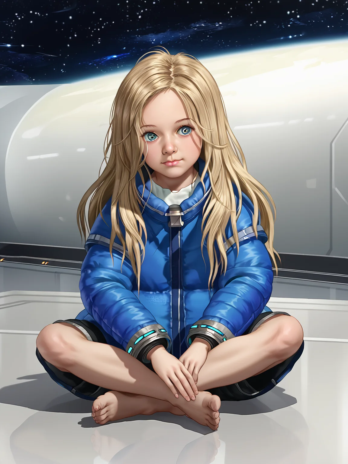 <lora:xdianax:1> xdianax, jacket, black shorts, barefoot, sitting
score_8_up <lora:CSPNY1:1>
outer space, realistic