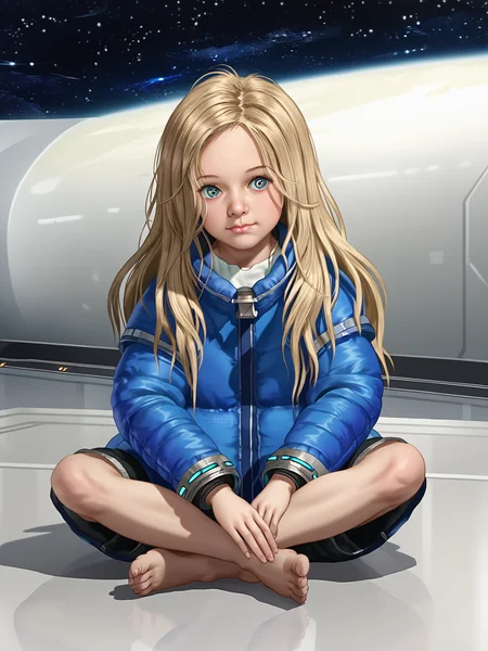 <lora:xdianax:1> xdianax, jacket, black shorts, barefoot, sitting
score_8_up <lora:CSPNY1:1>
outer space, realistic