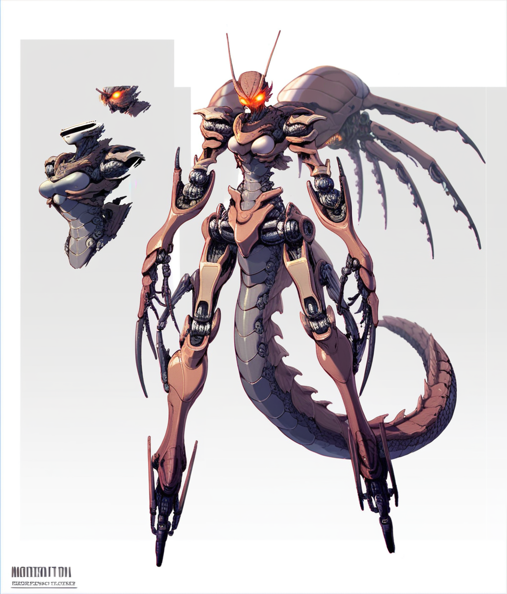 monstergirl, retroscifi, glowing eyes, thick tail, insectoid, cyborg, scales, anime
score_8_up <lora:Retroscifi-Pony1-000011:1>