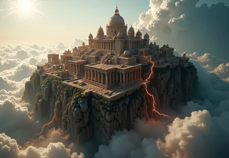 the most realistic, photorealistic photo ever taken [(an ancient mythological city:1.5) in the clouds,a dream world shifting landscapes,  Captured with a Hasselblad X2D 100C and an 80mm f/1.9 lens, hyper-realistic textures, soft studio lighting, elegant shadows, incredible realism,  ultra-detailed textures, perfect lighting], aidmaImageUpgrader, glowneon, glowing, sparks, lightning