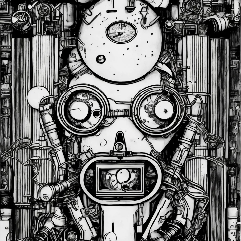black and white, photorealistic intricately detailed comic book art by award winning line artist, of a steampunk scientist stepping stepping through a magical portal, black and white ink, epic cinematography