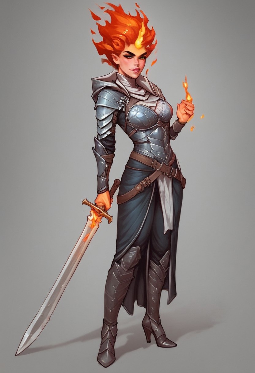 bestifacator, weapon, sword, holding weapon, holding, black glowing eyes, dynamic pose, long fire hair 
((((full-clothed)))), ((long big sword in hands, sword in hands))
BREAK 
((((ruined medieval city, burned background))))
score_9, score_8_up, score_7_up, score_6_up, source_cartoon, rating_explicit, Expressiveh, (((((full body))))), dynamic pose