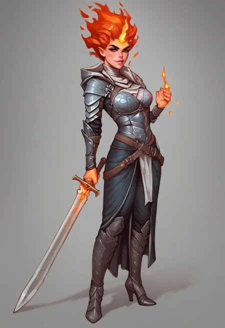 bestifacator, weapon, sword, holding weapon, holding, black glowing eyes, dynamic pose, long fire hair
((((full-clothed)))), ((long big sword in hands, sword in hands))
BREAK
((((ruined medieval city, burned background))))
score_9, score_8_up, score_7_up, score_6_up, source_cartoon, rating_explicit, Expressiveh, (((((full body))))), dynamic pose