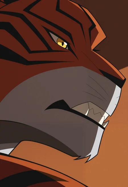 masterpiece,best quality,amazing quality, 1boy, solo, t1g3rb&b, tiger boy, close up, side angle, outside,