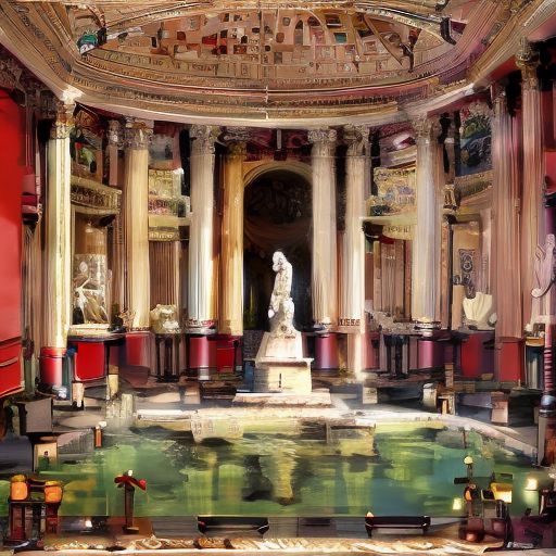 (masterpiece:1.2), (best quality,:1.2), 8k, HDR, ultra detailed, ((photorealistic)), professional light, cinematic lighting, fashion photography, ambient lighting, face lighting, <lora:detail_slider_v4:1>, Fantasy picture, OverallDetail, large ancient roman with a fountain and one statue in the center, RomInt, <lora:RomanInterior-10:1>, epiCPhoto