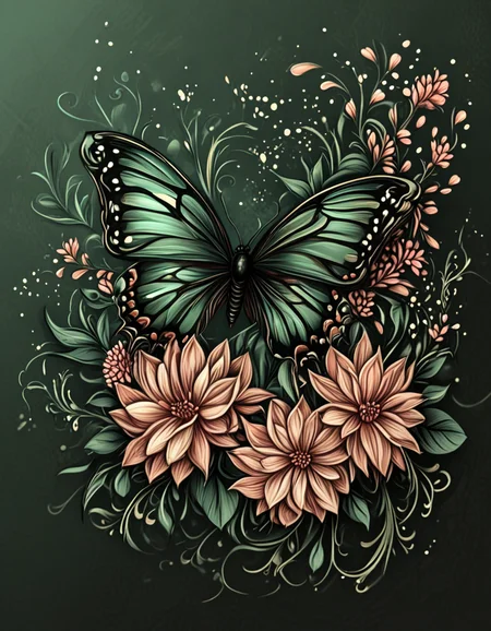 novuschroma12 style butterfly and dahlias flower wreath <lora:sdxl_lightning_8step_lora:1> <lora:novuschroma12 style_2:1.45>