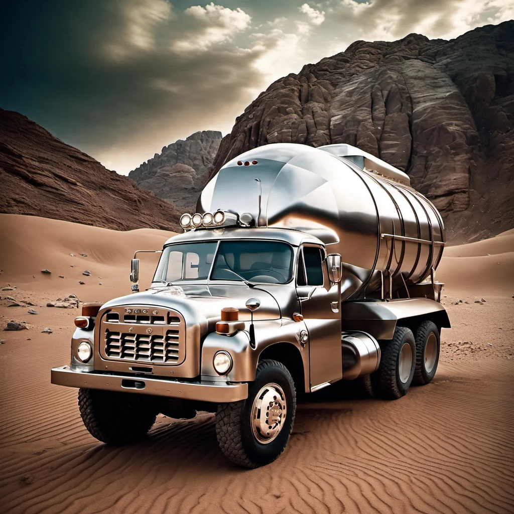cinematic photo analog film photo scifi( shiny chrome metallic truck:1.1), strormy clouds, cinematic, mist, volumetric lights shiny, dusty sand new, dynamic view, mars desert landscape, detailed, rocks, mars desert
<lora:Tatra148-SDXL-b:1> . faded film, desaturated, 35mm photo, grainy, vignette, vintage, Kodachrome, Lomography, stained, highly detailed, found footage . 35mm photograph, film, bokeh, professional, 4k, highly detailed