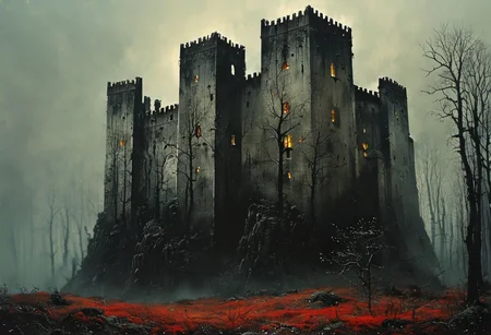 impactful paint of an horror castle in a forest <lora:The_Dark_Side_of_the_Earth:1>, highly detailed, 8k, sharp, professional, clear, high contrast, high saturated, , vivid deep blacks, crystal clear