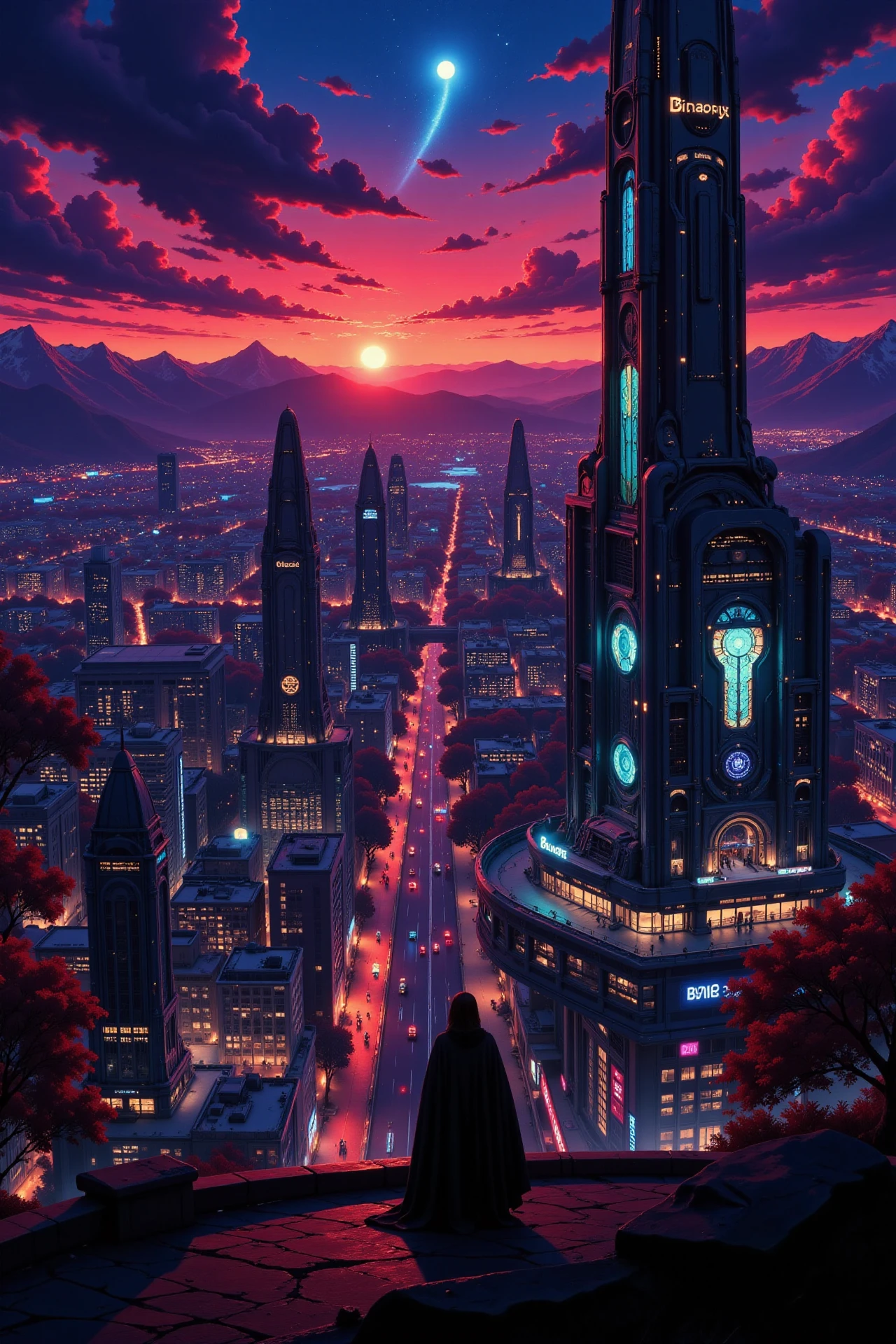 a futuristic sci-fi fantastic cyberpunk city beautiful  landscape, dusk, woman, very intricate, very detailed, sharp, bright, colorful, <lora:Hand v2:0.5> <lora:Anti-Blur:1><lora:Insane Detail Slider:0.25>  <lora:flux.1_lora_flyway_Epic-detail_v2:0.3> <lora:fluxenhancer:0.25> <lora:Anime_style:0.6> anime style