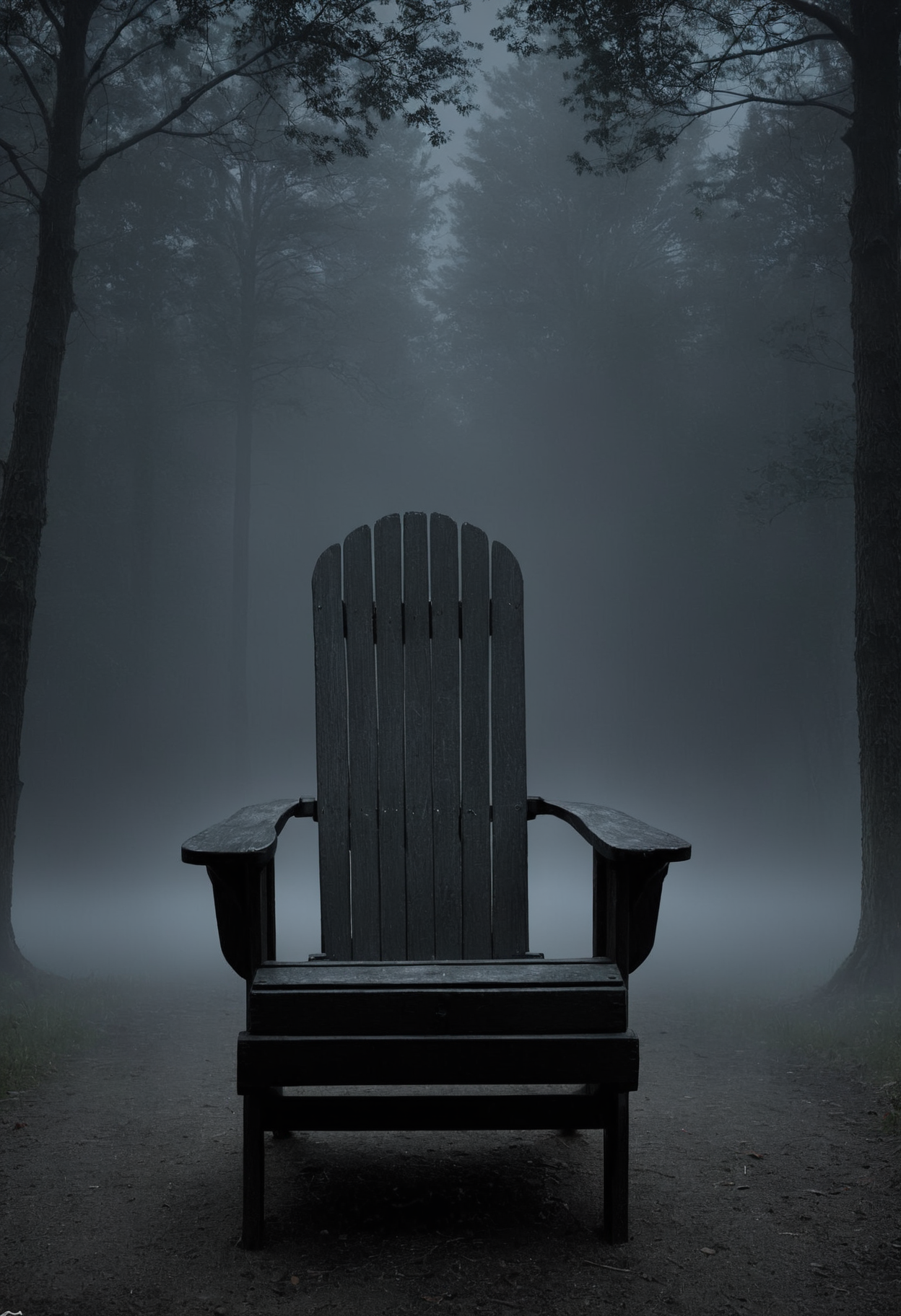 (art by Joseph Farquharson:1.3) ,art by Caia Koopman, Elastic Adirondack chair, smooth, Fierce nature, Foggy, deep focus, Ultra Real, Dark, side lit, Photorealistic Cinematic lighting 4K quality super realistic detailed photo style cinematic 35mm rich deep colors masterpiece ultra high resolution photorealism 8k hyper realism fujifilm  Sasha Maslov and by John Kenn Mortensen, a look of shock
