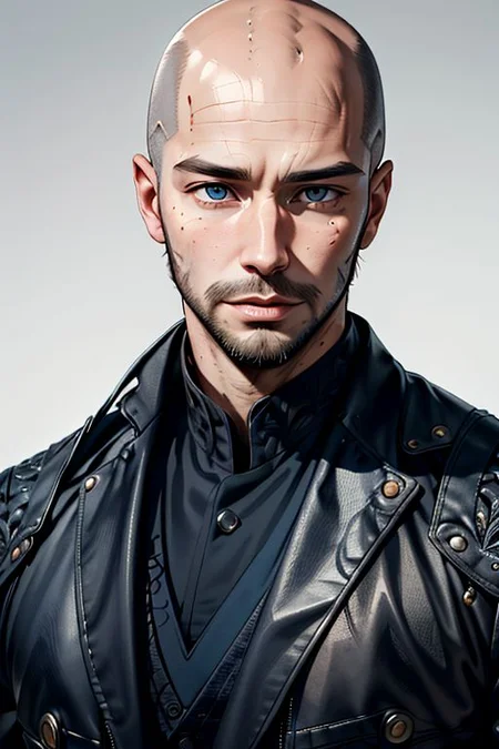 Master piece, highest quality, highest possible OverallDetail, semirealistic, blue eyes,
Create an elder of a cultivator sect.
The character looks like he is in his late twenties or early thirties. He is handsome.
He is bald and has a blond beard.
His eyes are blue. Detailed face.