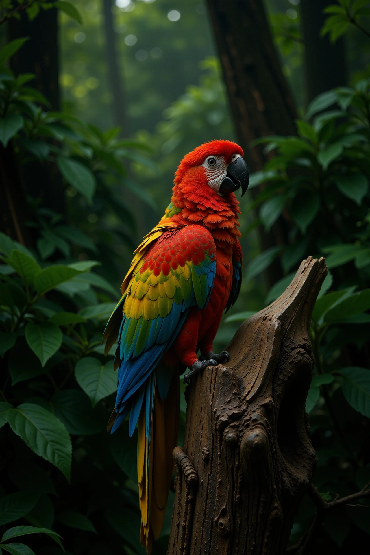 A beautiful brightly colored parrot in the jungle beautiful  landscape photo, photography, Fujifilm XT-4 Viltrox, realistic, dusk, woman, very intricate, very detailed, sharp, bright, colorful, <lora:Hand v2:0.5> <lora:Anti-Blur:1><lora:Insane Detail Slider:0.25>  <lora:flux.1_lora_flyway_Epic-detail_v2:0.3> <lora:fluxenhancer:0.25>