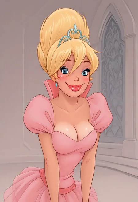 score_9,score_8_up,score_7_up,score_6_up,score_5_up,score_4_up, 1girl, <lora:CharlotteLaBouff_Character-10:0.85>, CharlotteXLP, blonde hair, makeup, blue eyes, pink dress, puffy sleeves, puffy skirt, cleavage, tiara, hair bun, cartoon, <lora:Bonifasco_PonyXL_v1:0.6>upper body torso portrait, 1girl modeling, castle, furniture, detailed background, smile, looking at viewer, naughty face, cowboy shot, (dynamic pose:1.1), dynamic angle, sexy pose, blush, large breasts, leaning forward,
<lora:Dean Yeagle StylePonyLyco:1> dystlye,