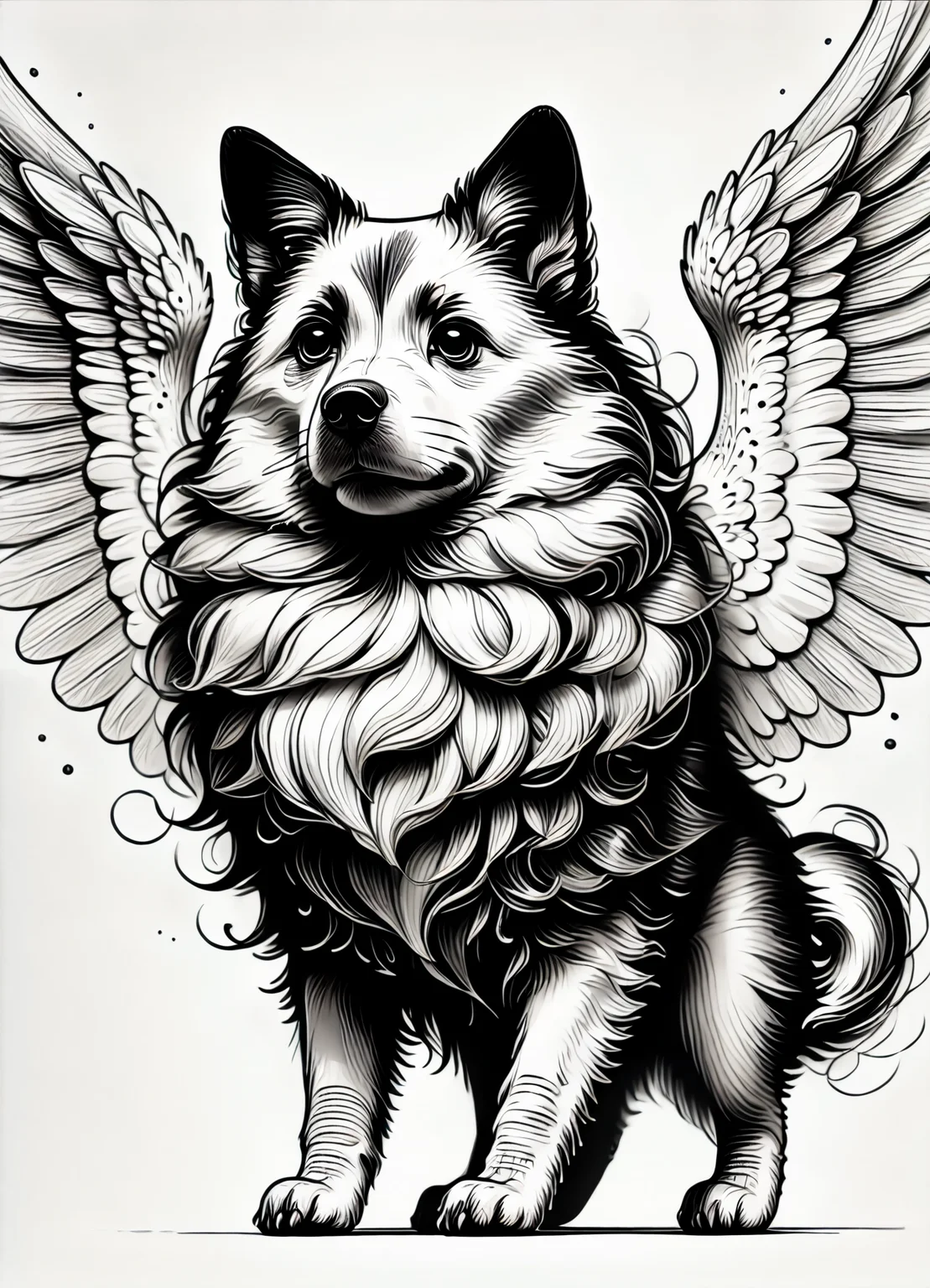 DonMS1mpl3Dr4w1ngXL, score_9, score_8_up, score_7_up, score_6_up, simple lineart, big mythical crystalline gritty angular spirit, quadrupedal armless, scaled appendages, short-tailed, leathery skin, dog ears, feathered wings, , rating_safe <lora:DonMS1mpl3Dr4w1ngXL-pony_v1.1:1>
