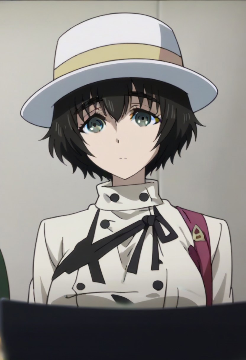 source_anime, official anime artwork, screencap, anime screencap, best quality, <lora:Mayuri_Shiina:1>solo girl, green eyes, thick eyebrows, Mayuri coat, white headwear, ,,,,,,,,,,,,,,,,,anime coloring, anime screencap, 1girl,Solo ,, anime,PUFFY nipple,huge breasts,,,official art, Uncensored ,Unedited ,,,,,,,,,,,,,,