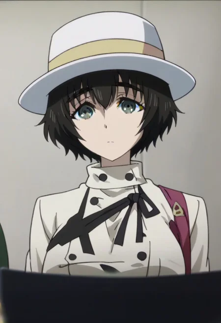 source_anime, official anime artwork, screencap, anime screencap, best quality, <lora:Mayuri_Shiina:1>solo girl, green eyes, thick eyebrows, Mayuri coat, white headwear, ,,,,,,,,,,,,,,,,,anime coloring, anime screencap, 1girl,Solo ,, anime,PUFFY nipple,huge breasts,,,official art, Uncensored ,Unedited ,,,,,,,,,,,,,,