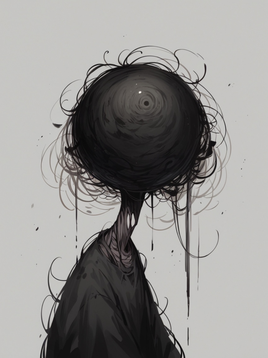 score_9, score_8_up, score_7_up, score_6_up, unw3ll <lora:UNW3LLXLP:1>  gloomy, eerie, simple background, void,