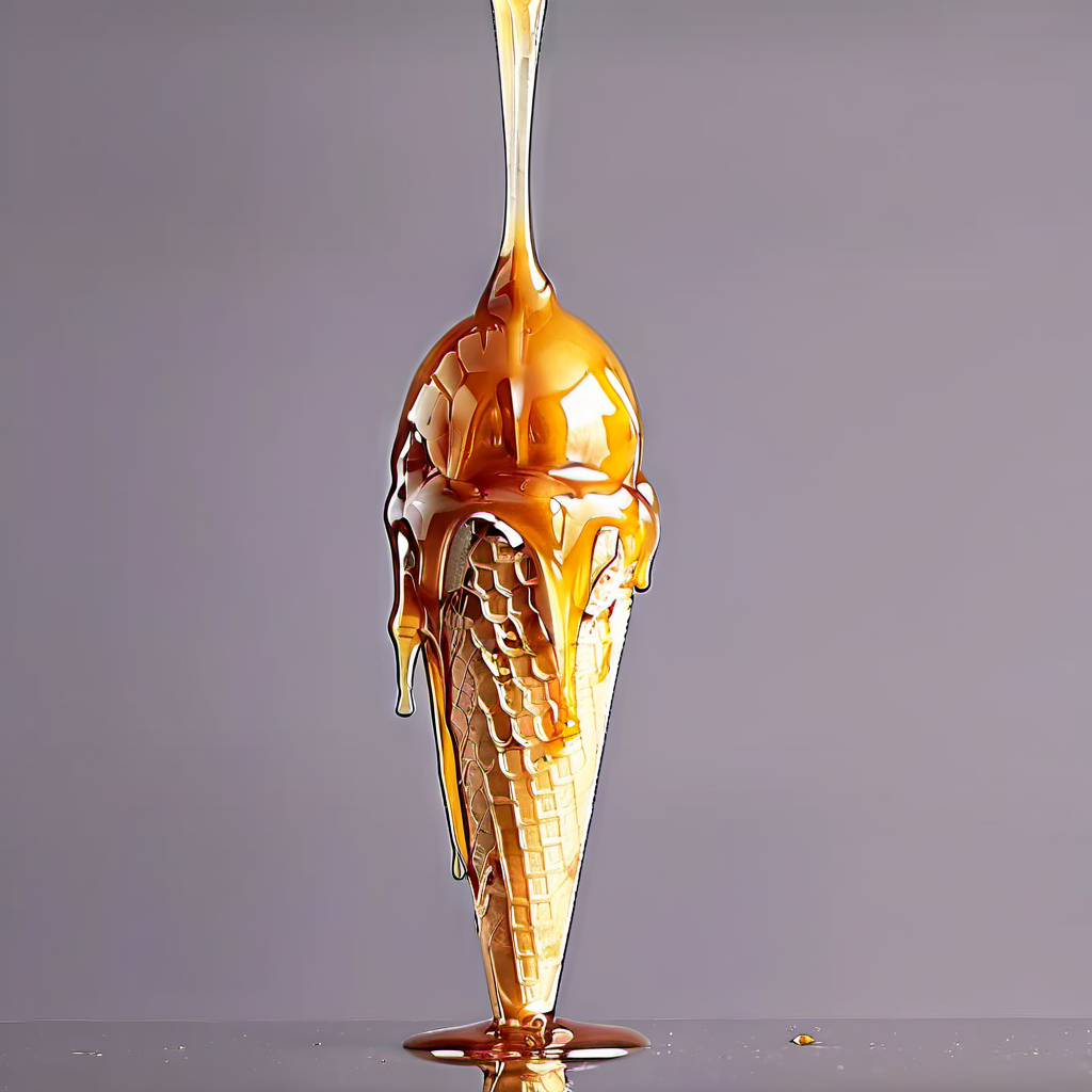 one ice cream covered in honey<lora:HoneyXL:1>