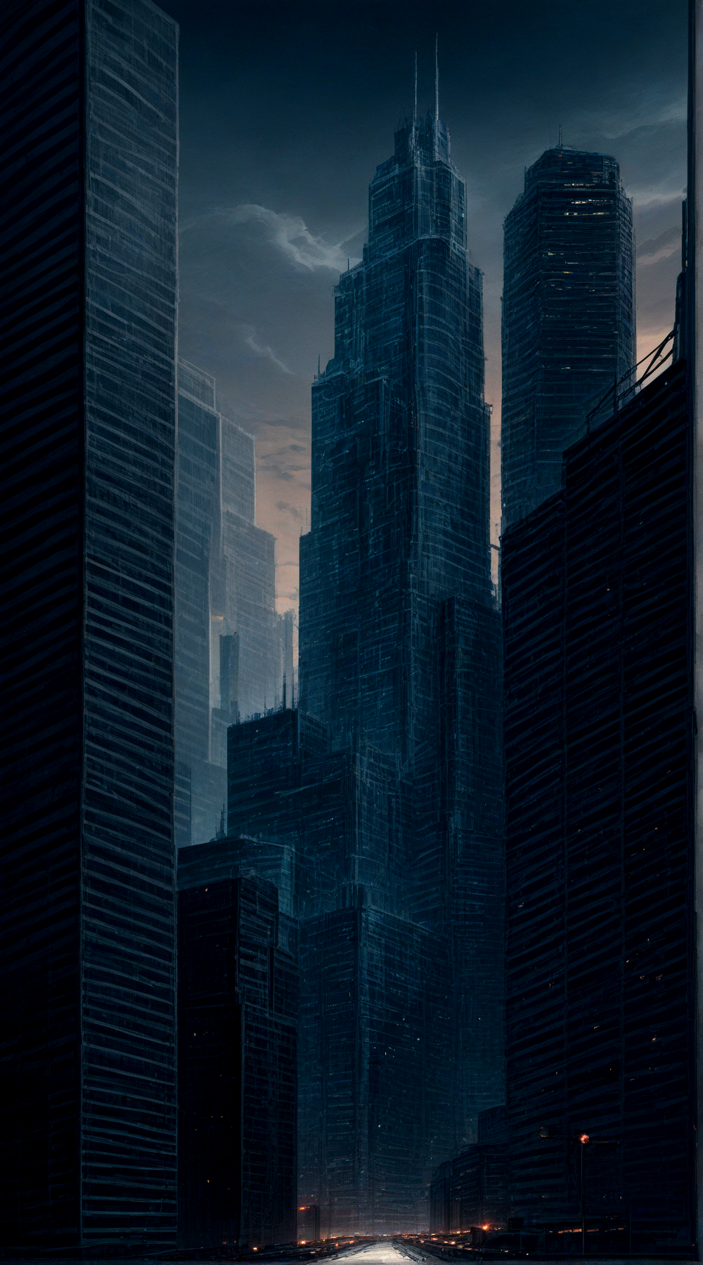 score_9, score_8_up, score_7_up,
<lora:Dystopian_Future_(Architecture)_(Pony)_(AD):0.85> Dystopian Future, monumental architecture, architecture, city, cityscape, scenery, building, skyscraper, future, scifi, science fiction, <lora:watervfx:0.35> <lora:more_details:0.35>
8K, In'ei, chiaroscuro, rim lighting, perfect depth of field shot, beautiful, sharp focus, crisp details, subsurface scattering and reflections, 
wide boulevards, busy city center, large plazas, plazas, miserable haze, dark rainy overcast skies, black clouds, abysmal haze, photographic realism, buildings, skyscrapers, metropolis, 8K CGI render, oppressive scale of architecture, black titanium, science fiction masterpiece, dark buildings and skyscrapers, dark oppressive sky, black skyscrapers, dark grey skyscrapers, black titanium skyscrapers, supertall skyscrapers, holograms, holographic monument, scifi, super scale skyscrapers and buildings, dystopia, dystopian, sheer concrete, irregularly shaped buildings and skyscrapers, sheer skyscraper wall, authoritarian, plutonian, dark picture, dark future, dark scifi, building size play, skyscrapers with few windows or glass sides, skyscrapers and buildings made of matte textured dark concrete and metal, micro sized windows, 
BREAK zPDXL, zPDXLxxx, <lora:sdxl_lightning_8step_lora:0.4> <lora:detailed_notrigger:0.5>