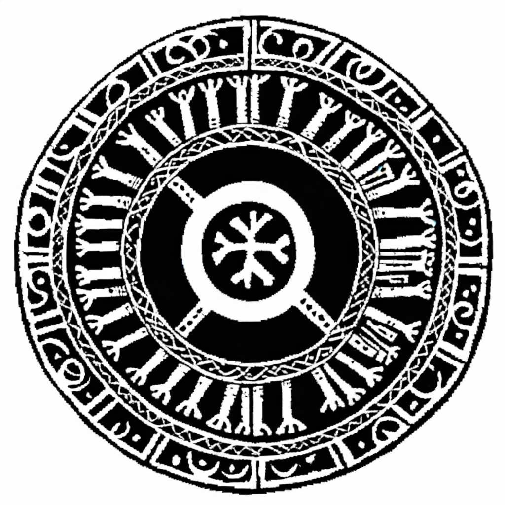 pagan viking 6th century symbol for protecting your children from coyotes <lora:Galdrabók_XL:1>