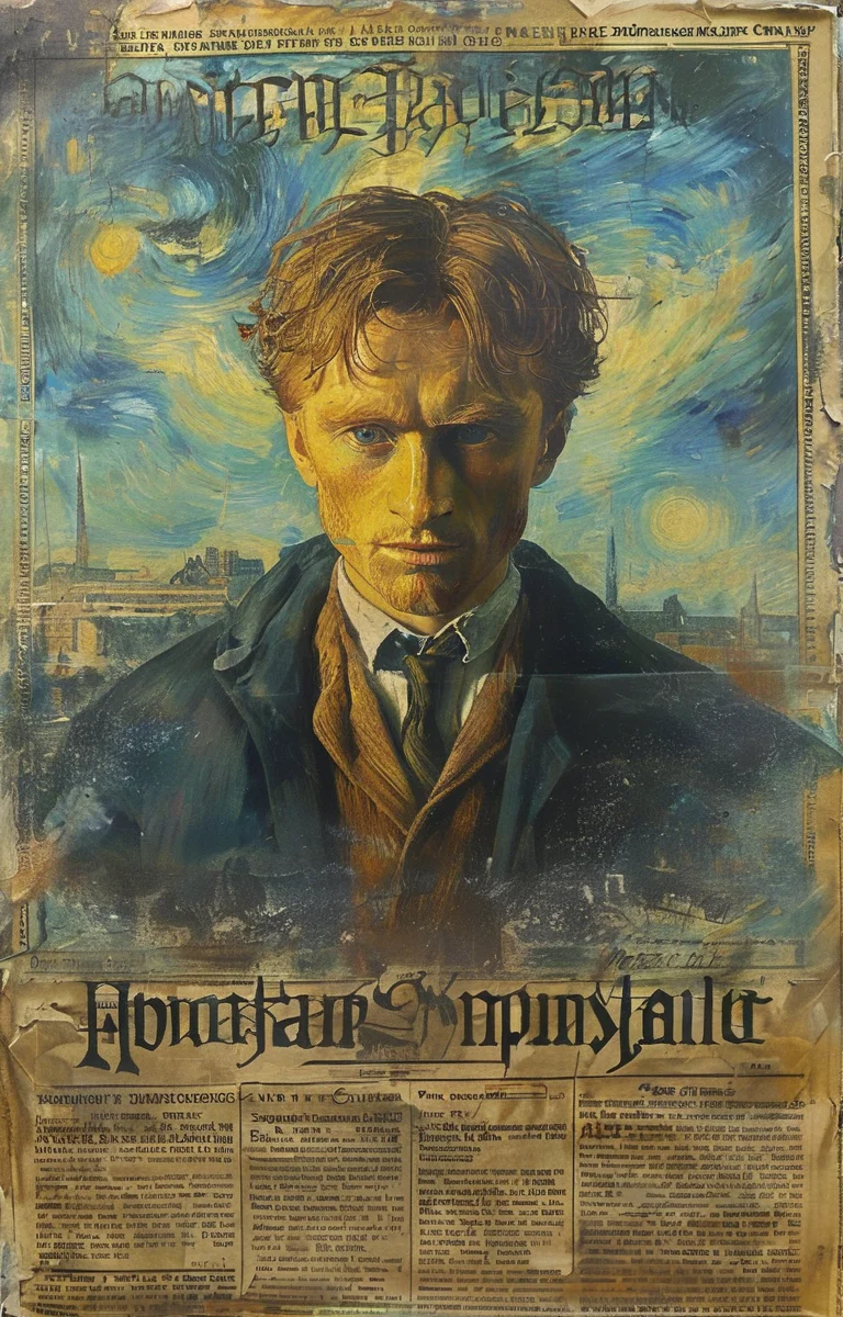 masterpiece,best quality,illustration,american newspaper front page,<lora:aninewspaper-sdxl:0.8>,van gogh