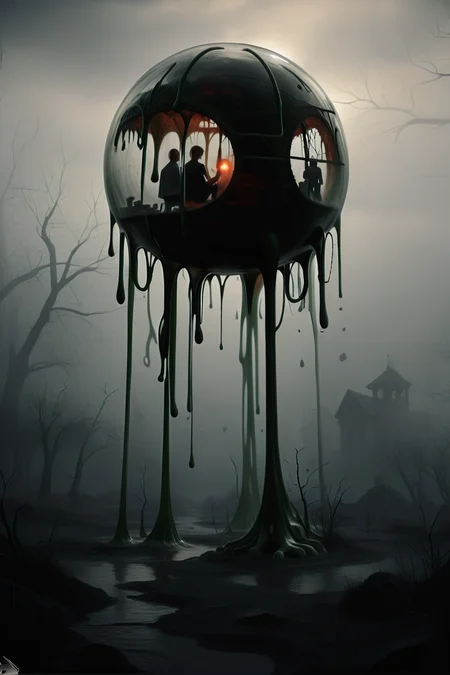 <lora:DonMGl00myN1gh7m4r3XL:1> DonMGl00myN1gh7m4r3XL, Dark, Cimmerian, Crepuscular, Dim, Dreary, Dusky, Eerie, Funereal, Gloomy, Murky, Obscure, Opaque, Penumbra, Sombre, Shadowy, Shady, Somber, Stygian, Tenebrous, Twilight, Umbral, score_9, score_8_up, score_7_up, score_6_up, score_5_up, score_4_up, <lora:wizardslimev15-t:1> wizardslimus, slime skin, transparent head, transparent body, transparent hair, transparent face, transparent, slime girl, <lora:030483P:0.8> 030483P, woman, 24 years old, <lora:Breast Slider - Pony_alpha1.0_rank4_noxattn_last:0.4>