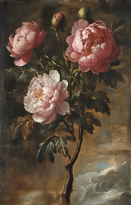 masterpiece,best quality,<lora:tbh195-sdxl:0.9>,illustration,style of Titian, decaying peonies