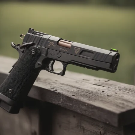 cinematic film still of <lora:STI 1911:0.7>
STI 1911 pistol hand gun weapon, a gun is sitting on a wooden fence,weapon,outdoors,signature,blurry,gun,no humans,depth of field,blurry background,handgun ,action film style, shallow depth of field, vignette, highly detailed, high budget, bokeh, cinemascope, moody, epic, gorgeous, film grain, grainy