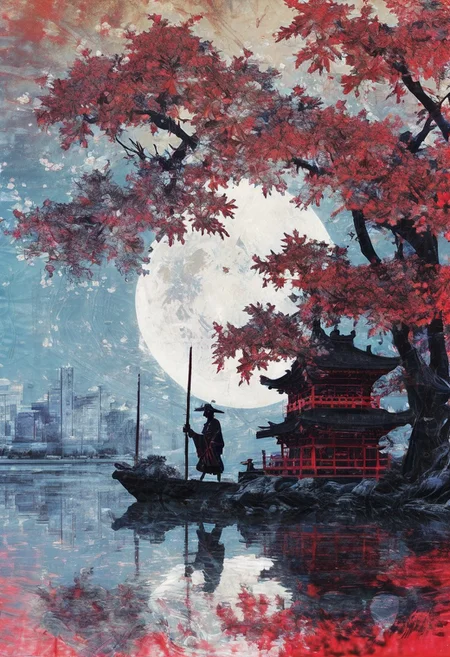 linquivera,  Ink illustration, (anime:0.5), brown tones, aged black red paper,Acer japonicum, inkpunk, surreal,  (at a distance), Will-o'-the-wisp, The city is in the background,moonlit, lonely, solitude, windy, tall trees, samurai sword fight, OverallDetail,Bonsai, bamboo grove,extremely detailed, UHD,(long exposure ,Radiant licorice, Red Japanese maples,dystopian but extremely beautiful:1.4),<lora:- SDXL - letitflrsh_let_it_flourish_V1.0:0.8> ,<lora:Cute_Collectible:1>, <lora:XL_boss_battle:0.6>  <lora:add-detail-xl:1>,  <lora:Concept Art Twilight Style SDXL_LoRA_Pony Diffusion V6 XL:1>,  <lora:MJ52:1>,CyberCity, (blue:1.3)，（red:1.4）,（yellow:1.2）,(harbor:1.3), (ship:1.2), neon lights, scenery, chinese_building, outdoors, road, night, sign, street, riot police, criminals,(bird eye view:1.2),