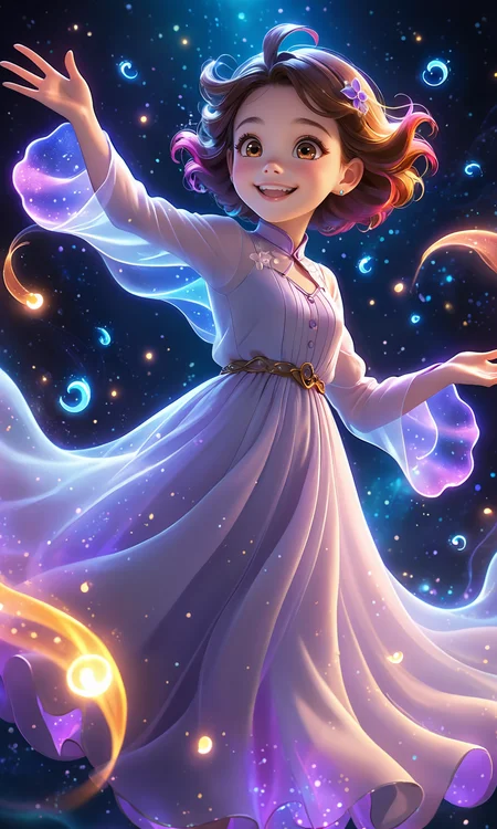 Adorable ghost, glowing edges, colorful aura, soft smile, animated appearance, vibrant colors, smooth textures, whimsical ambiance, ultra-high resolution, gentle lighting, dark background, detailed character design, cinematic shot, close-up view, medium shot, wide-angle shot, playful expression, floating particles, ethereal glow, joyful atmosphere, balanced composition, dynamic pose, fluid motion, charming appeal, fantasy setting